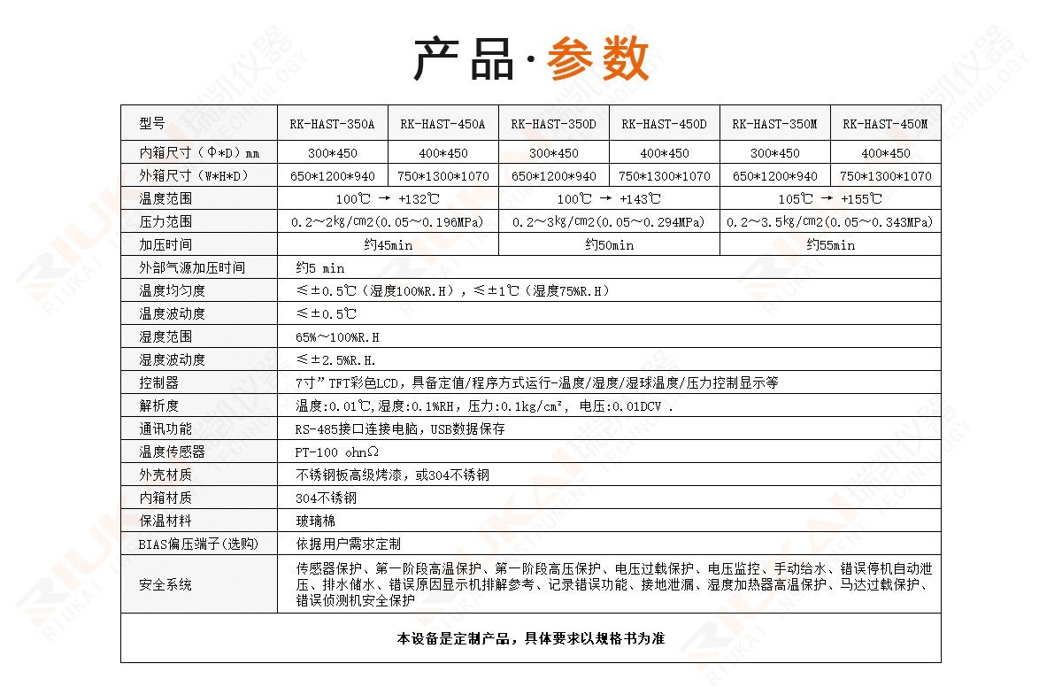 HAST高度加速壽命試驗機參數(shù)-瑞凱儀器